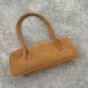 NAKED brown suede baguette bag